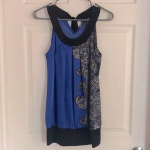 Sleeveless blue blouse from Le Chateau